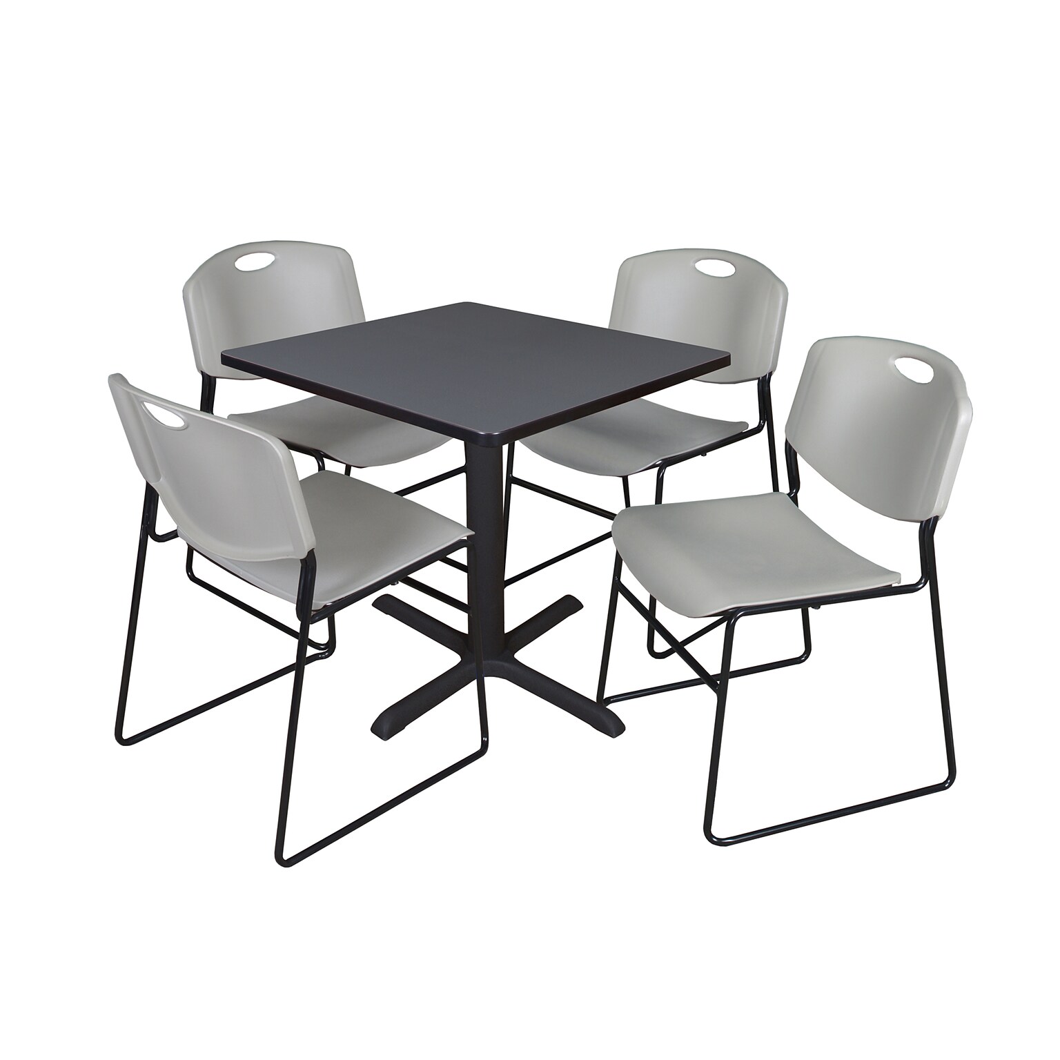 Regency 30 Square Laminate Table with Four Chairs, Gray (TB3030GY44GY)