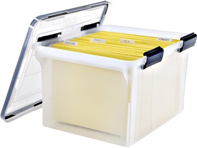 Iris WeatherPro Stackable Polypropylene Storage Box, 10.86" x 18" x 14.5", 32 Qt., Clear, 6/Pack (110600)