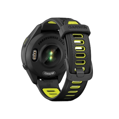 Garmin Forerunner 265S Smartwatch, GPS, 42mm, Black/Amp Yellow Silicone Band (010-02810-03)
