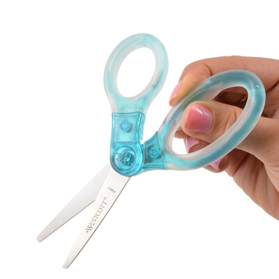 Westcott® Jellies™ Kids 5" Stainless Steel Gel Handle Scissors, Blunt Tip, Assorted Colors, 12/Pack (67364)