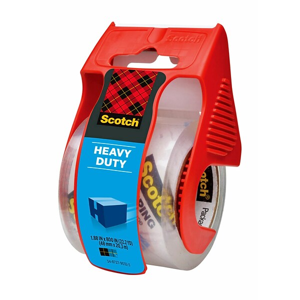 Scotch® Heavy Duty Shipping Packing Tape with Dispenser, 1.88 x 22.2 yds., Clear (142)