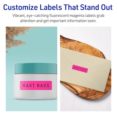Avery Laser/Inkjet Rectangle Multipurpose Labels, 1.25" x 1.75", Neon Magenta, 320/Pack (94226)