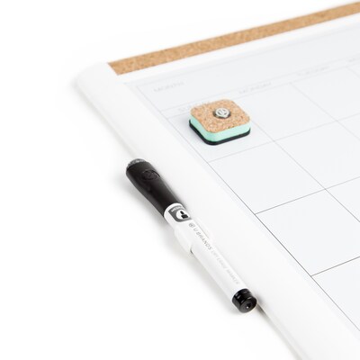 U Brands Pin-It Magnetic Dry Erase Monthly Calendar Board 20 x 16 White Frame
