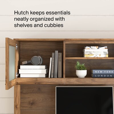 Bush Home Somerset 60" W L Shaped Computer Desk with Hutch, Fresh Walnut (SET002FW)