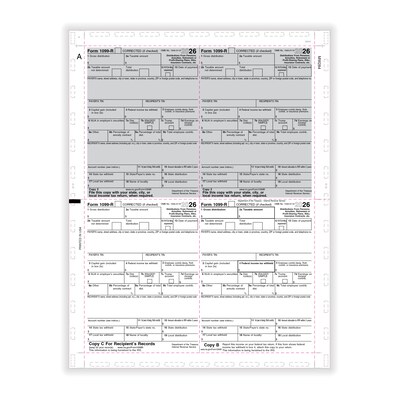 ComplyRight 2026 1099-R Tax Form, Copy B, C, 2, 2, 4-Up Box, 500/Pack (5177B)