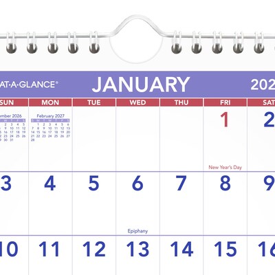 2027 AT-A-GLANCE 6.5" x 7.5" Monthly Wall Calendar, White/Purple (PM5-28-27)