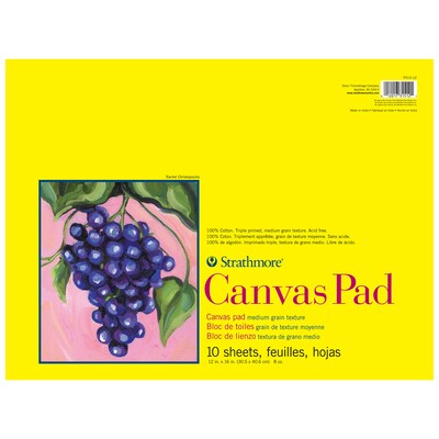 Strathmore 300 Series 12" x 16" Tape Bound Canvas Pad, 10 Sheets/Pad, 2 Pads/Bundle (STTP31512-2)