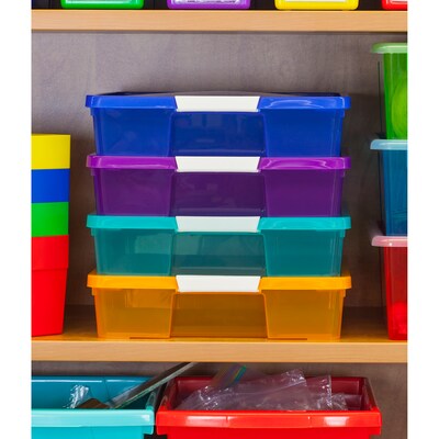 Storex Stack & Store Polypropylene Box Craft Organizer, 15" x 13" x 3", Assorted Colors, 5-Pack (STX63202U05C)