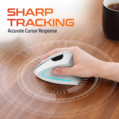 Delton S12 Wireless Ergonomic Vertical Computer Mouse, White (DMERG12WBWH)