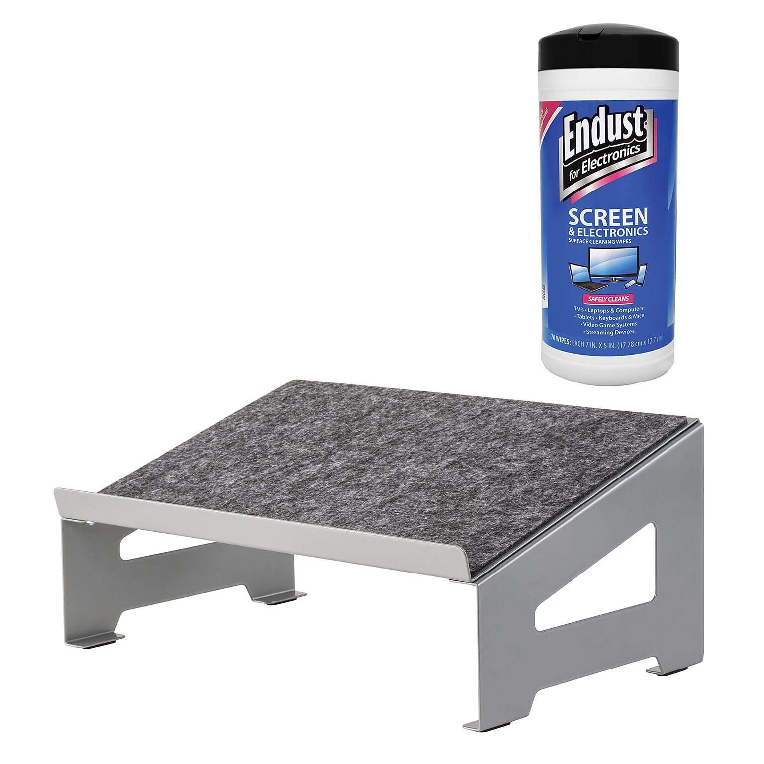 Allsop TechStyle Steel Laptop Stand with Endust for Electronics 70-Count Screen Cleaning Wipes (KITALSNOZ03)