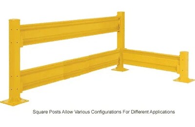Global Industrial Guard Rail Post for Double Rail, 42"H, Yellow (436732)