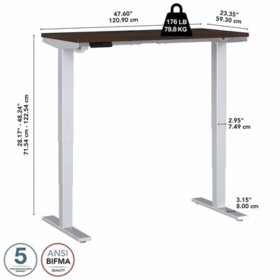 Bush Business Furniture Move 40 Series 28"-48" Adjustable Standing Desk, Black Walnut/Cool Gray Metallic (M4S4824BWSK)