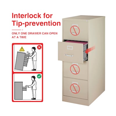 Quill Brand® Commercial 4 File Drawer Vertical File Cabinet, Locking, Putty/Beige, Legal, 26.5D (13449D)