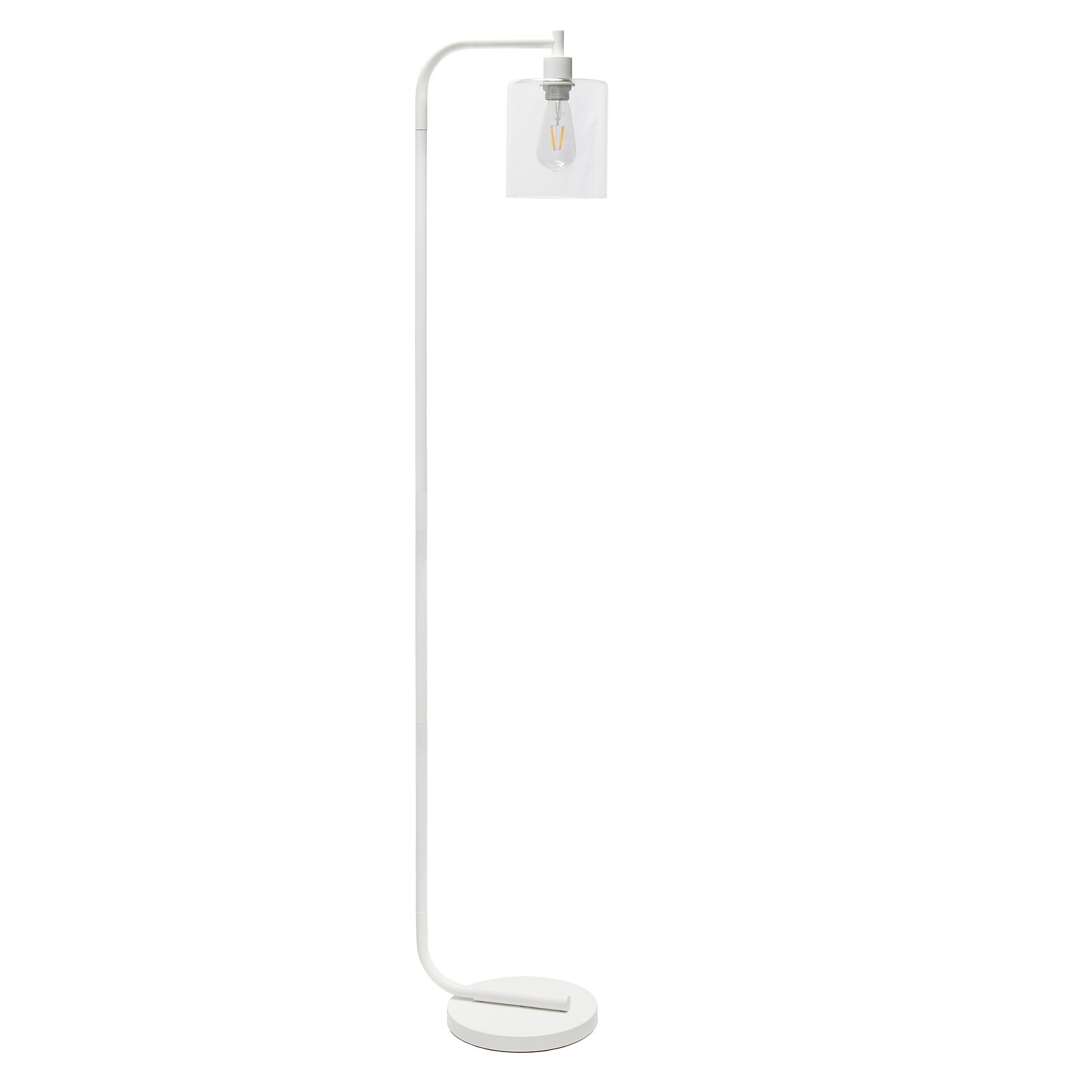 Simple Designs Antique Style Industrial Iron Lantern Floor Lamp with Glass Shade, White (LF1036-WHT)