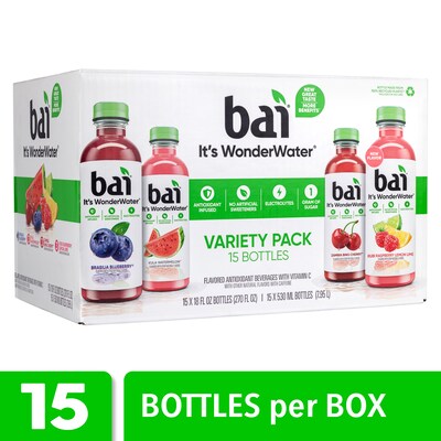 Bai Antioxidant Water Variety Pack, 18 fl. oz., 15 Bottles/Pack (220-00656)