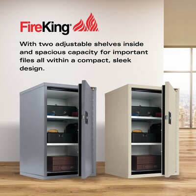 FireKing FireShield Storage Cabinet, Fire Resistant, Single Door w/ Key Lock, Parchment (HSC-3422-DPT)