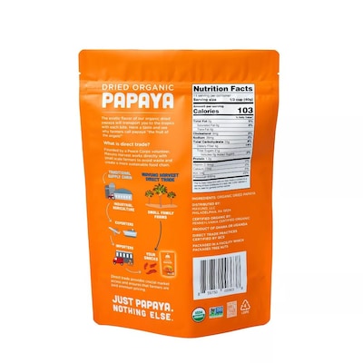 Mavuno Harvest Gluten Free Organic Dried Papaya Fruit Snacks, 1 lb. Bag (MAHW-PPYA1LB)