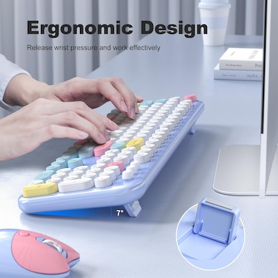 SaharaCase Wireless Ergonomic Keyboard and Laser Mouse Combo, Blue (KB11)