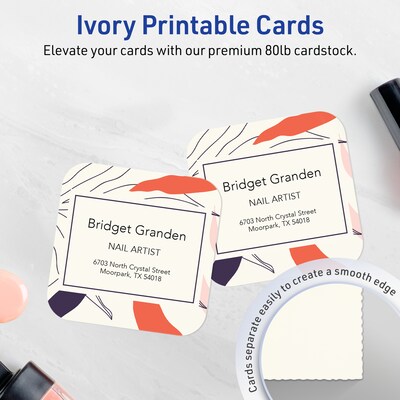 Avery Business Cards, 2-1/2 x 2-1/2, Matte Ivory, 90/Pack (95327)