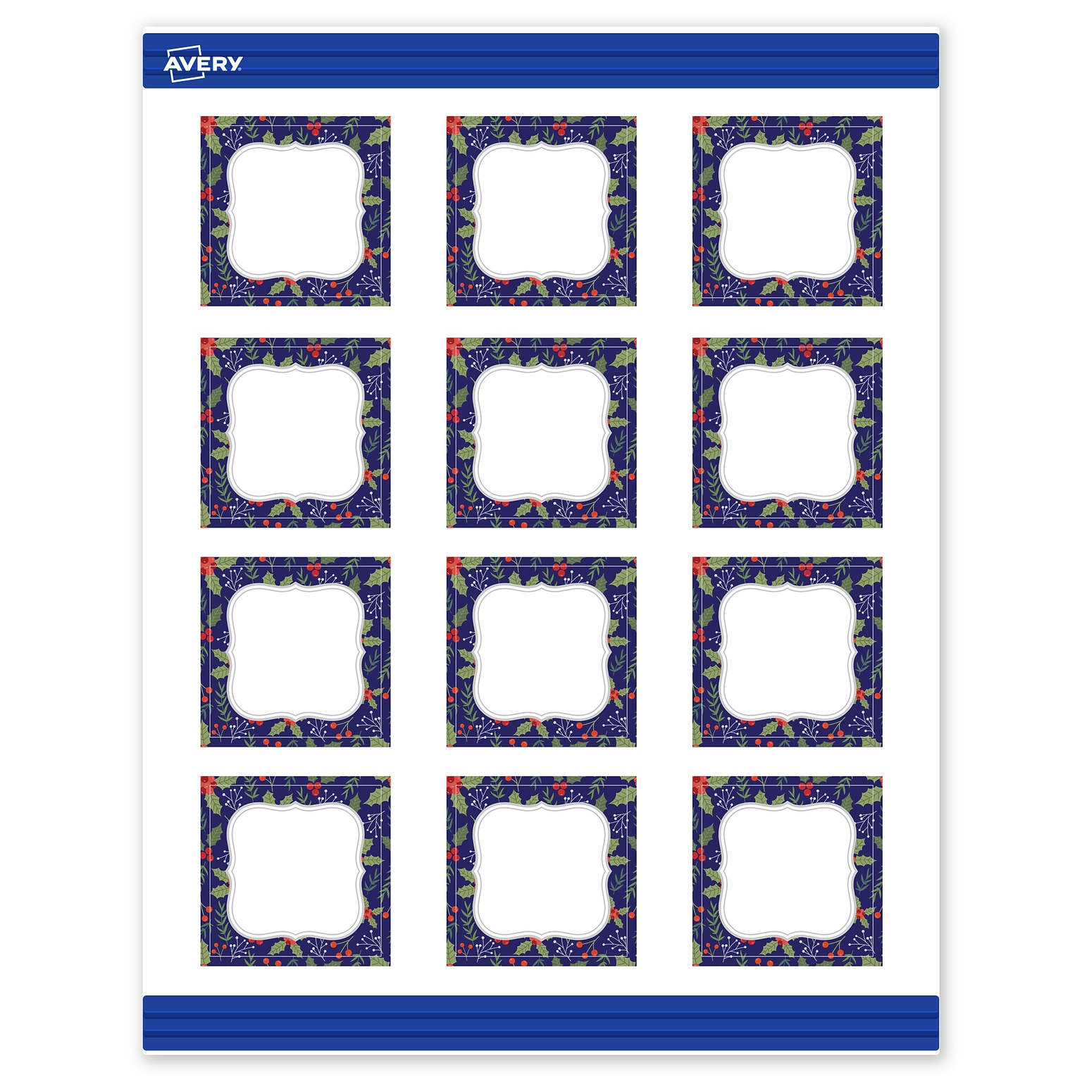 Avery Silver-Navy Matte Blank Card, White, 120/Pack (S00-FHT)
