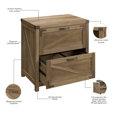 Bush Furniture Knoxville 2-Drawer Lateral File Cabinet, Reclaimed Pine (CGF129RCP-03)