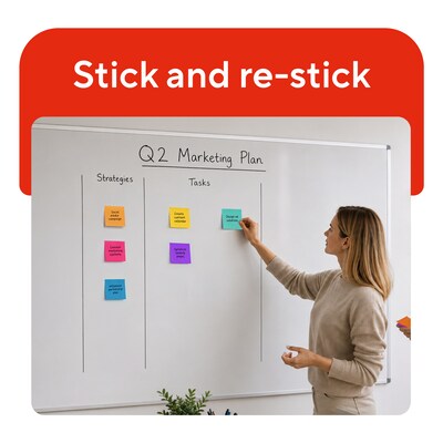 Staples Sticky Notes, 3" x 3", Assorted Colors, 2400 Sheets – Standard Self-Stick Notes for Messages, Reminders & Planning