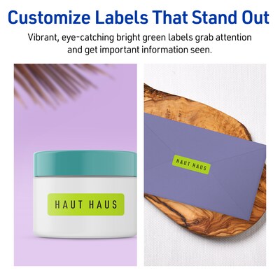 Avery Rectangle Multipurpose Labels, 2/3" x 1-3/4", Bright Green, 880/Pack (94209)