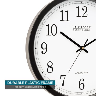 La Crosse Technology Atomic Analog Wall Clock, Plastic, 14"Dia. (WT-3143A)