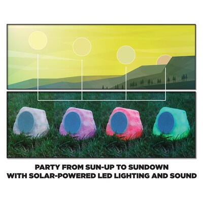 ION Glow Stone Wireless Link Solar Bluetooth Multi-Sync Outdoor Rock Speaker w/LED Lights, Water Resistant (GLOWSTNLINKXUS)