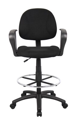 Boss Ergonomic Works Armless Drafting Stool with Backrest and Footrest, Tweed Fabric, Black (B1617-BK)