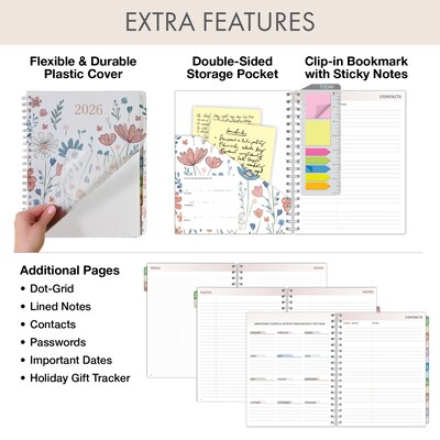2026 Global Printed Products 7" x 9" Weekly & Monthly Planner, Paperboard Cover, Colorful Botanicals (ESPROCY267930)