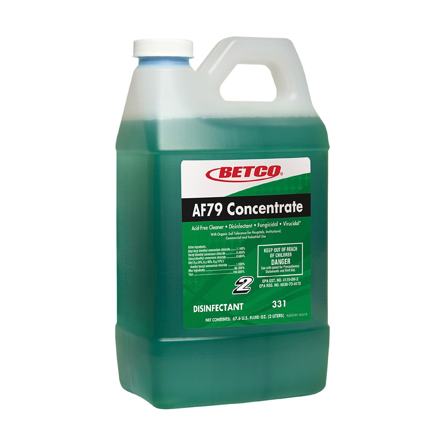 Betco AF79 Concentrate Disinfectant, Ocean Breeze Scent, 67.6 oz., 2/Carton (331B200)