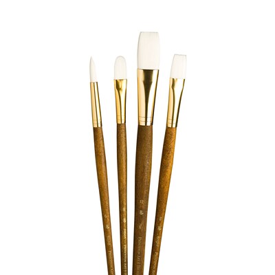 Princeton RealValue Mixed Media Synthetic Taklon Variety Brush Set, Brown, 4/Set, 2 Sets/Bundle (PBXPR9147-2)