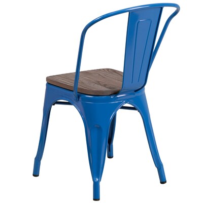 Flash Furniture Luke Contemporary Metal/Wood Stackable Dining Chair, Blue, 4/Pack (4CH31230BLW)