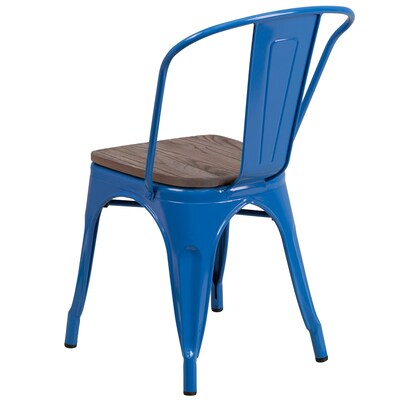 Flash Furniture Luke Contemporary Metal/Wood Stackable Dining Chair, Blue, 4/Pack (4CH31230BLW)