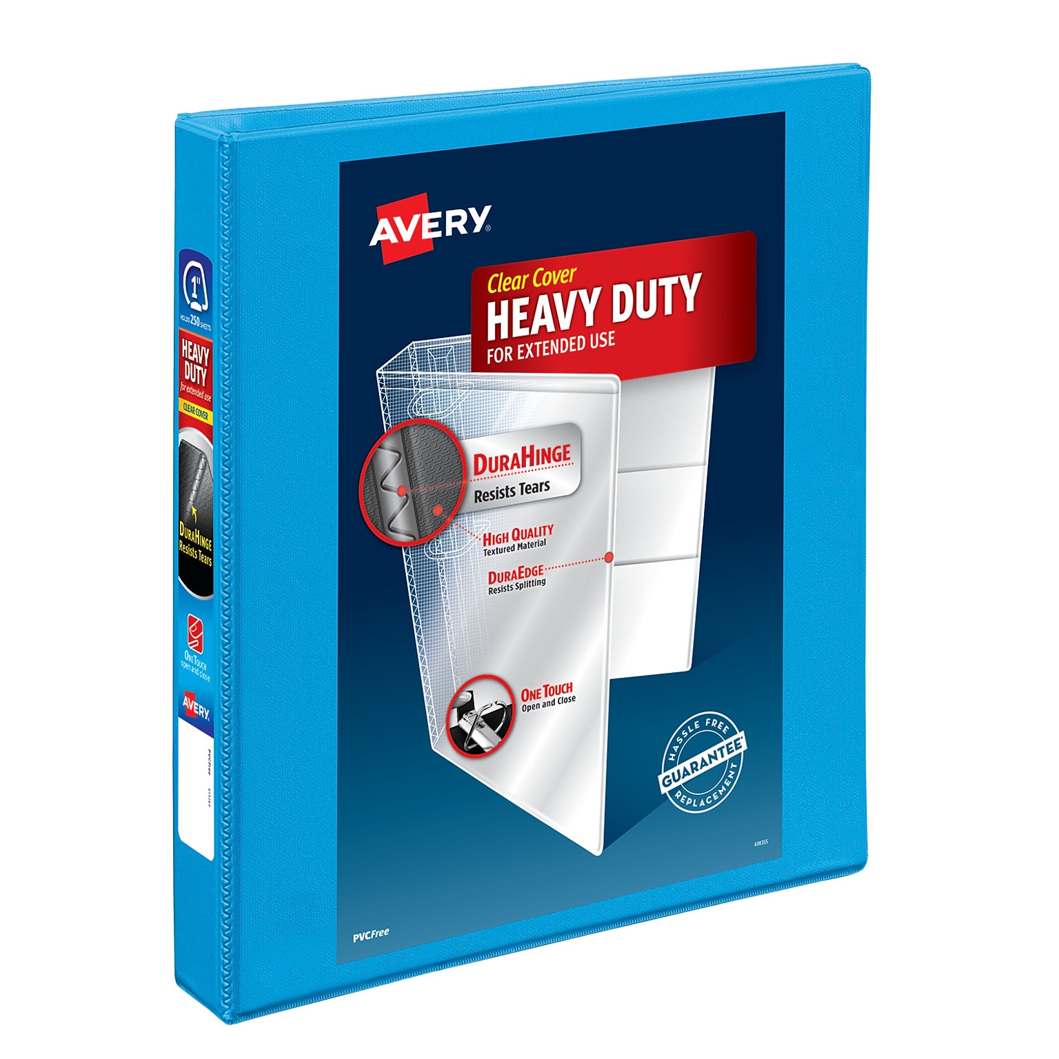 Avery Nonstick Heavy Duty 1 3-Ring View Binders, Slant Ring, Light Blue (5301)