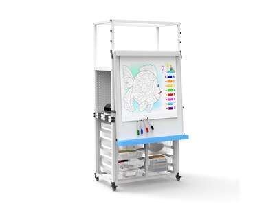 Luxor Dry-Erase Mobile Modular Teacher Whiteboard with Storage, Steel Frame, 36" x 32" (MBSRWSTN)