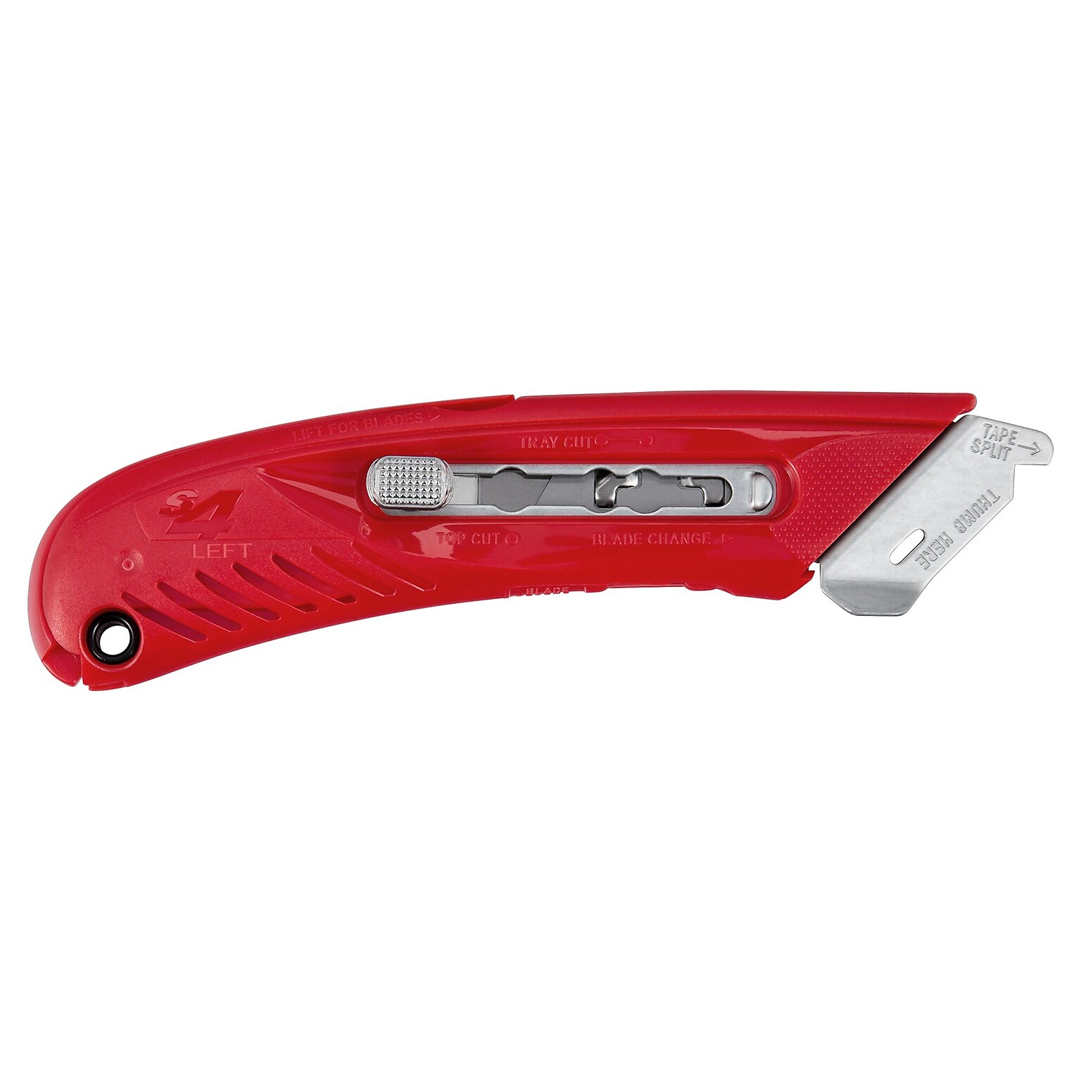 Pacific Handy Cutter S4 Safety Cutter w/ 1 Safety Point Blade, Left Handed, Red (166-S4L)