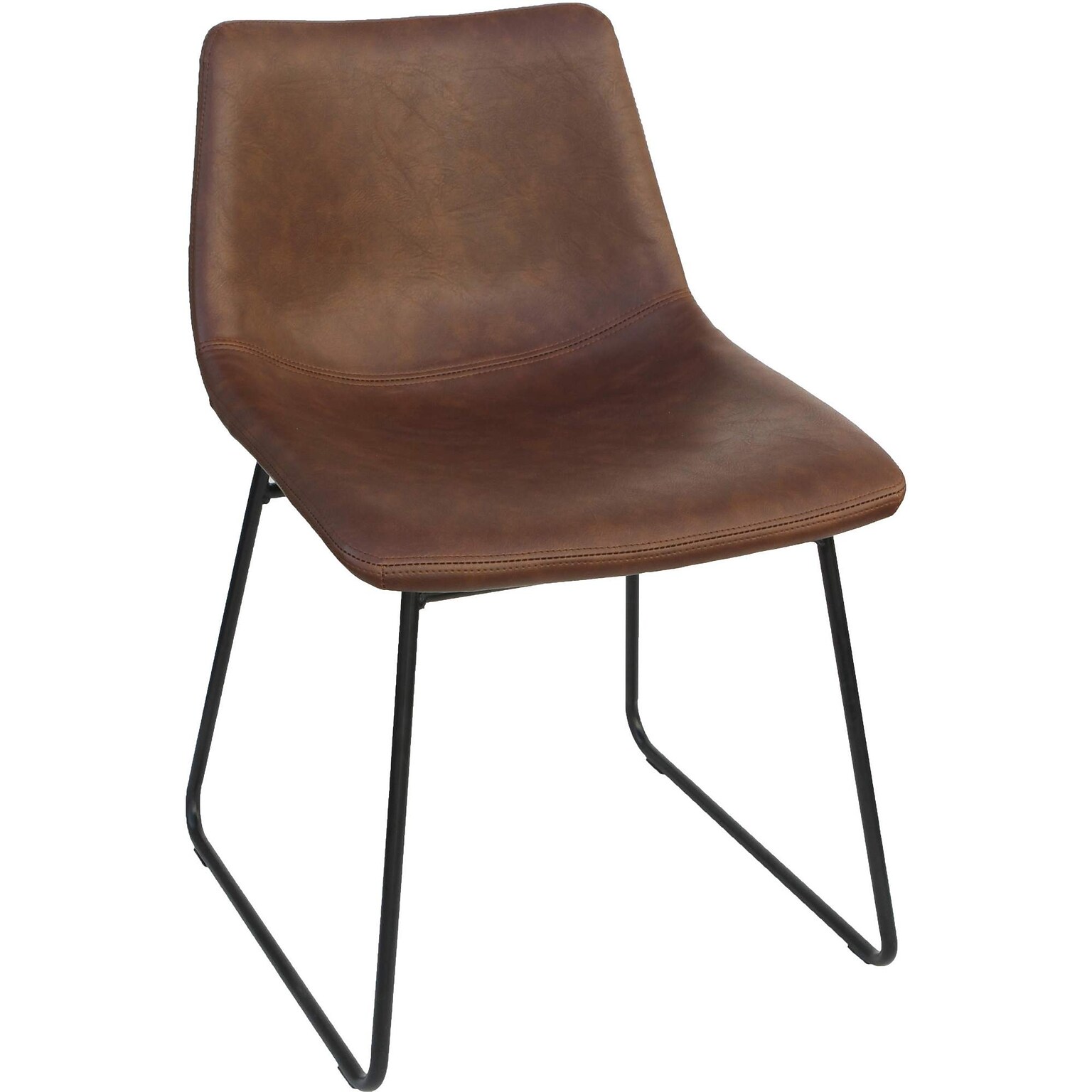 Lorell Sled Guest Chairs, Tan Bonded Leather, Mid Back, 2/Carton (LLR42957)
