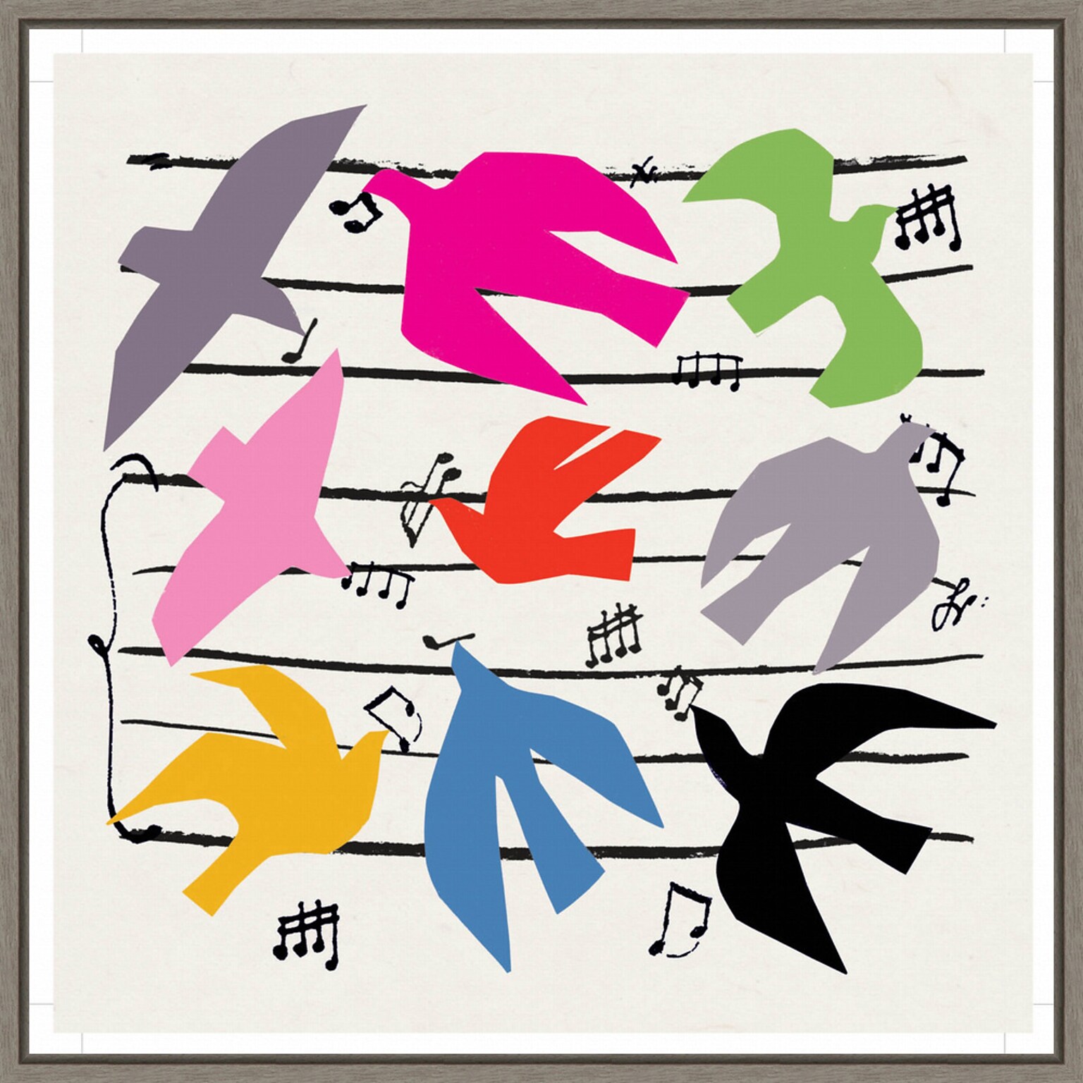 Amanti Art Dawn Bird Chorus by Jenny Frean Framed Canvas Wall Art Print, 30 x 30 (A42678027453)
