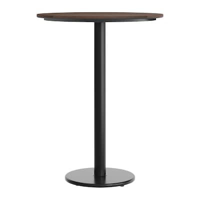 Flash Furniture Acadia 31.25" Round Wooden Dining Table, Dark Brown/Black Base (STRD31WBRTR18B)