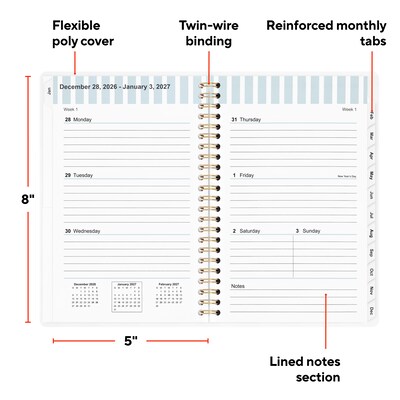 2027 Staples 5 x 8 Weekly & Monthly Planner, Ice Blue (ST63613-27)