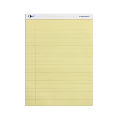 Quill Brand® Standard Series Legal Pad, 8-1/2 x 11, Wide Ruled, Canary Yellow, 50 Sheets/Pad, 12 P