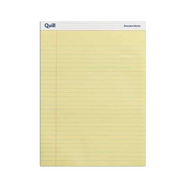 Quill Brand® Standard Series Legal Pad, 8-1/2 x 11, Wide Ruled, Canary Yellow, 50 Sheets/Pad, 12 Pads/Pack (740022)