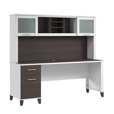 Bush Home Somerset 72 W Office Desk with Drawers and Hutch, Storm Gray (SET018SGWH)