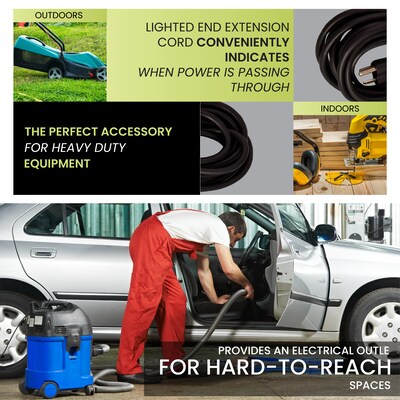 GoGreen Power 50' Indoor/Outdoor Extension Cord, 14 AWG, Black (GG-13850BK)