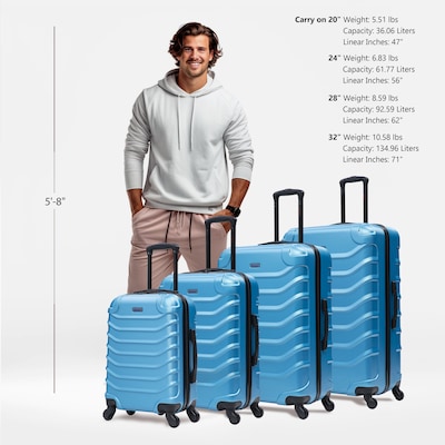 InUSA Endurance 4-Piece Hardside Spinner Luggage Set, TSA Checkpoint Friendly, Teal (IUENDSMLXL-TEA)