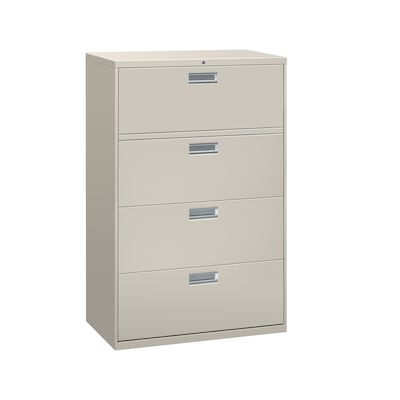 HON Brigade 600 Series 4-Drawer Lateral File Cabinet, Locking, Letter/Legal, Gray, 36W (HON684LQ)