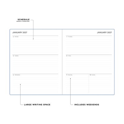 2027 Blue Sky 8 x 10 Calendar Year Weekly & Monthly Standard Planner, Faux Leather Cover, Soft Blue (159447)