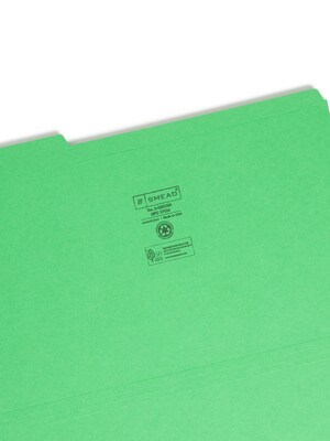 Smead File Folder, Reinforced 1/3-Cut Tab, Legal Size, Green, 100 per Box (17134)